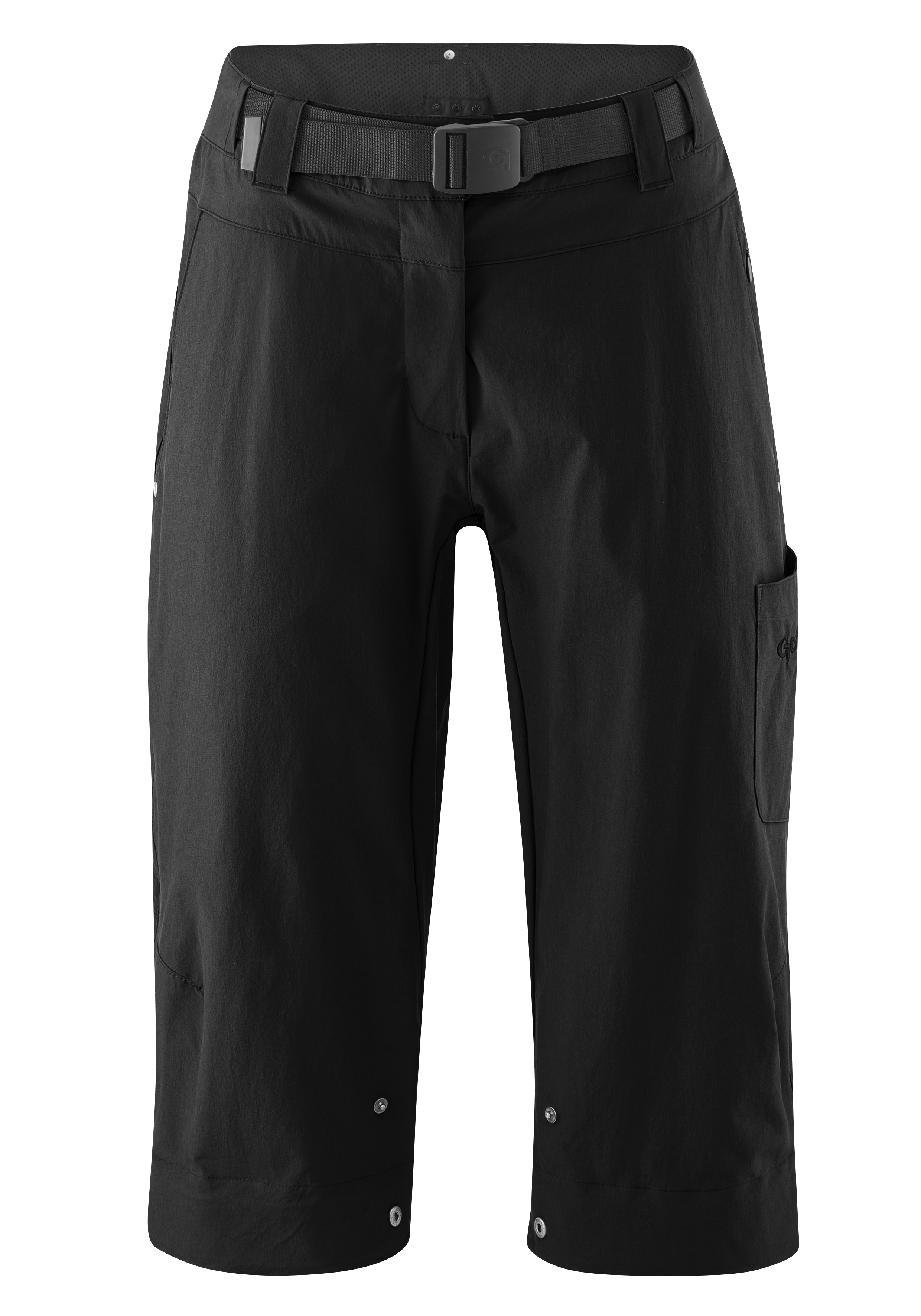 Fahrradhose GONSO "Ruth 3/4", Damen, Gr. 52, Normalgrößen, schwarz, 90% Polyamid, 10% Elastan, Hosen, Damen 3/4 Radhose, Innenhose mit Sitzpolster, Bund inkl. Gürtel Image