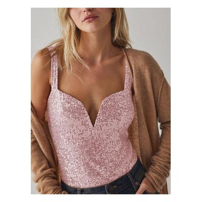 Pailletten-Body mit breiten Tragern und leichtem Stretch Image