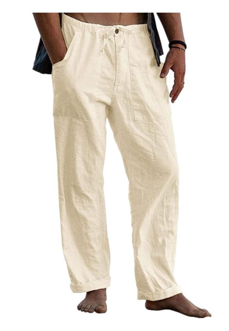 Loose Fit Plus Size Hose mit Flachs-Baumwoll-Mischung