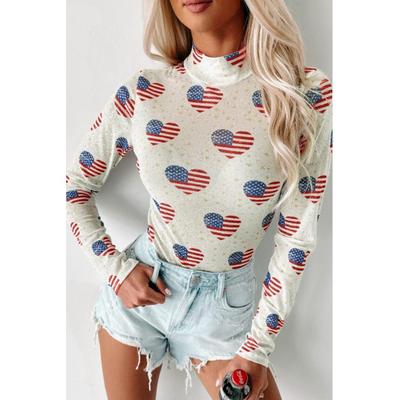 US-Flagge Herz Stehkragen Langarm-Bodysuit Image