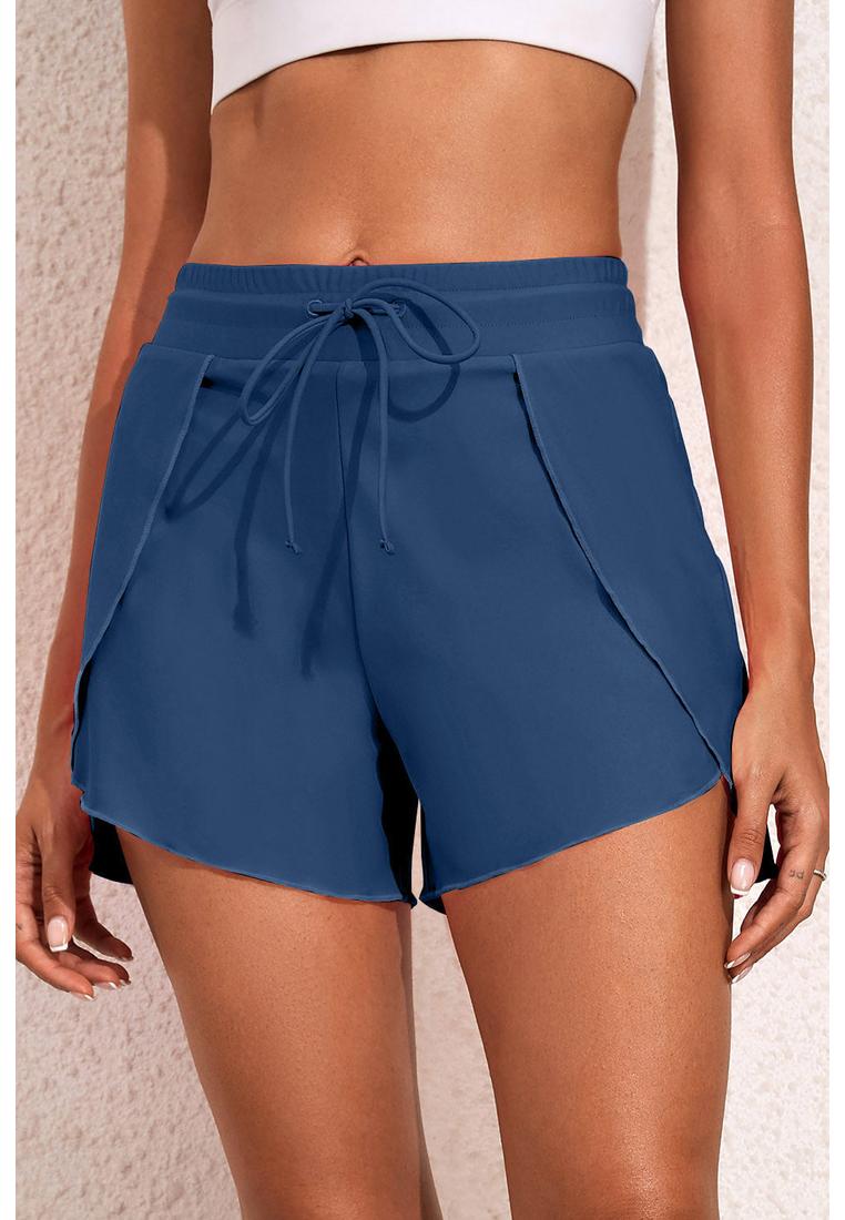 Kordelzug in der Taille Hochelastische Badeshorts Image