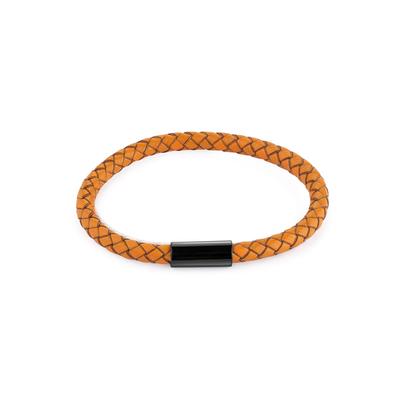 Zeeme Stainless Steel Armband Edelstahl Leder orange 21 cm Image