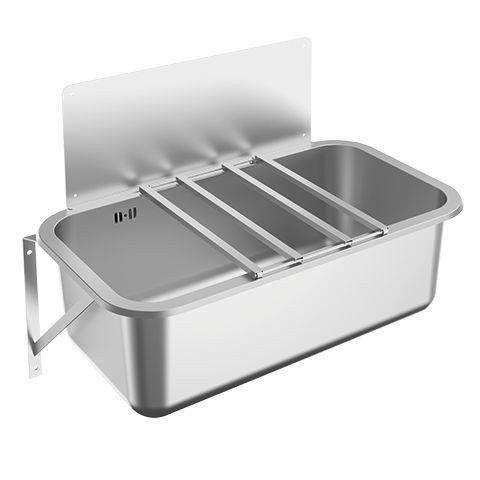 KWC Aquarotter Mehrzweckbecken, SIRIUS, Edelstahl, 800x260x450 mm, Klapprost und Spritzwand, 2000103 2000103648 Image