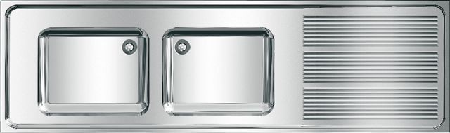 KWC Aquarotter Gewerbespüle, MAXIMA, Edelstahl, 2 Becken, 2000x432x600 mm, Tropfteil re, 2000057706 2000057706 Image