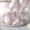 Original rosa Lolita High Heels Mädchen süße Schleife elegante Y2k Mary Jane Schuhe Frühling und Herbst Damen Lo Cos Plateauschuhe