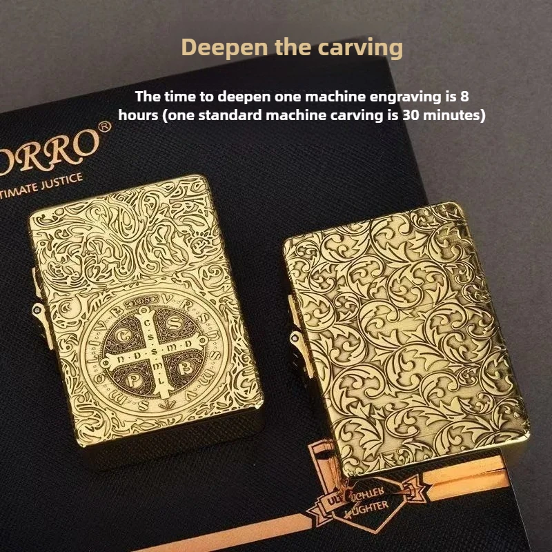 915 gepanzertes Schild Zorro 915s verdickte tiefe Gravur tiefes Kupfer Original Kupfer Messing personalisiertes winddichtes Feuerzeug Geschenk Image