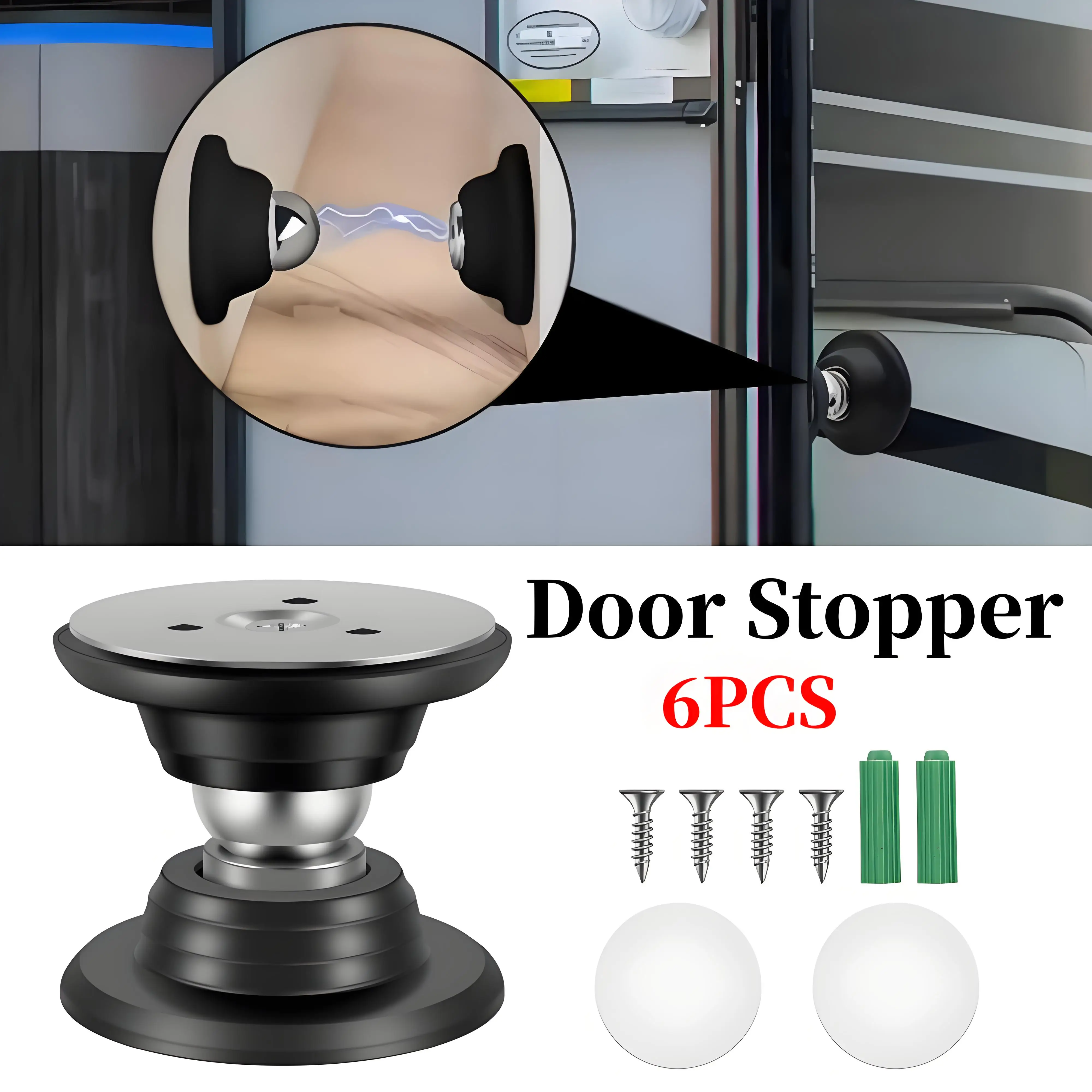 1/6Pcs Tür Stopper Edelstahl Heavy Duty Magnetische Tür Catcher Starke Stumm Tür Touch Silikon Anti-kollision tür Stall
