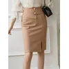 Große Größe Bleistift Rote Röcke Plus Größe Frauen 2025, Koreanische Mode, Elegante Hohe Taille, Figurbetonter Rock Sexy Büro Midi Mujer Faldas