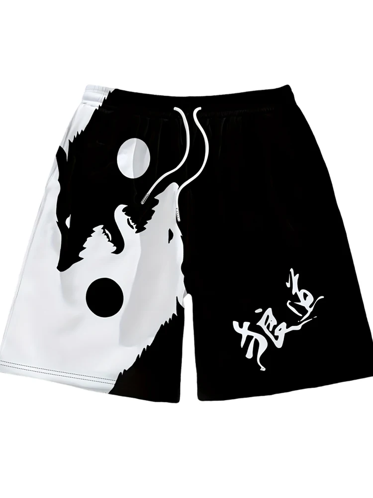 Herren-Shorts 2025, Strand-Badehose mit einzigartiger Sporthose mit Wolfsmuster-Aufdruck, schnell trocknende Mode, lässige Alltagskleidung Image