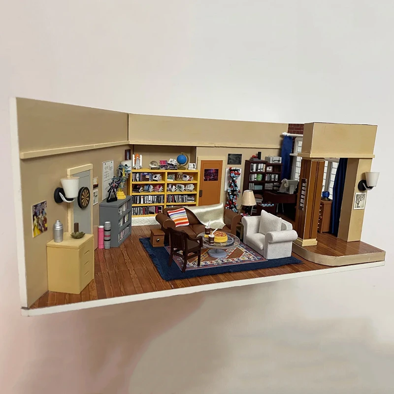 DIY Holzfreunde Sheldon's Apartment Cottage Puppenhäuser Miniaturmodellbausätze Puppenhaus mit Möbeln für Mädchen Geburtstagsgeschenk Image