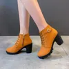 2025 frauen High Heel Stiefeletten Herbst Winter Booties Frau Mode Neue Dame Schuhe Braun Schwarz Kurze Boot Weibliche Botas de Mujer