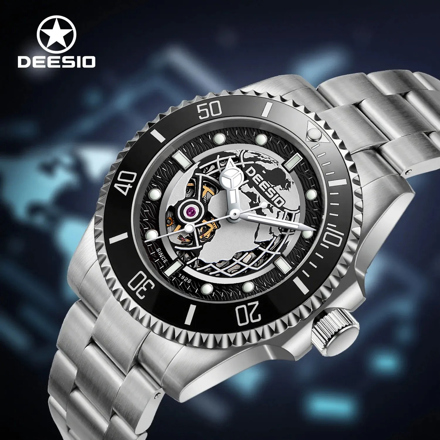 Deesio Neue Herren-Luxus-Automatik-Mechanische Uhr 41 mm Edelstahl Synthetisches Saphirglas Wasserdichter Kalender für Herren Image