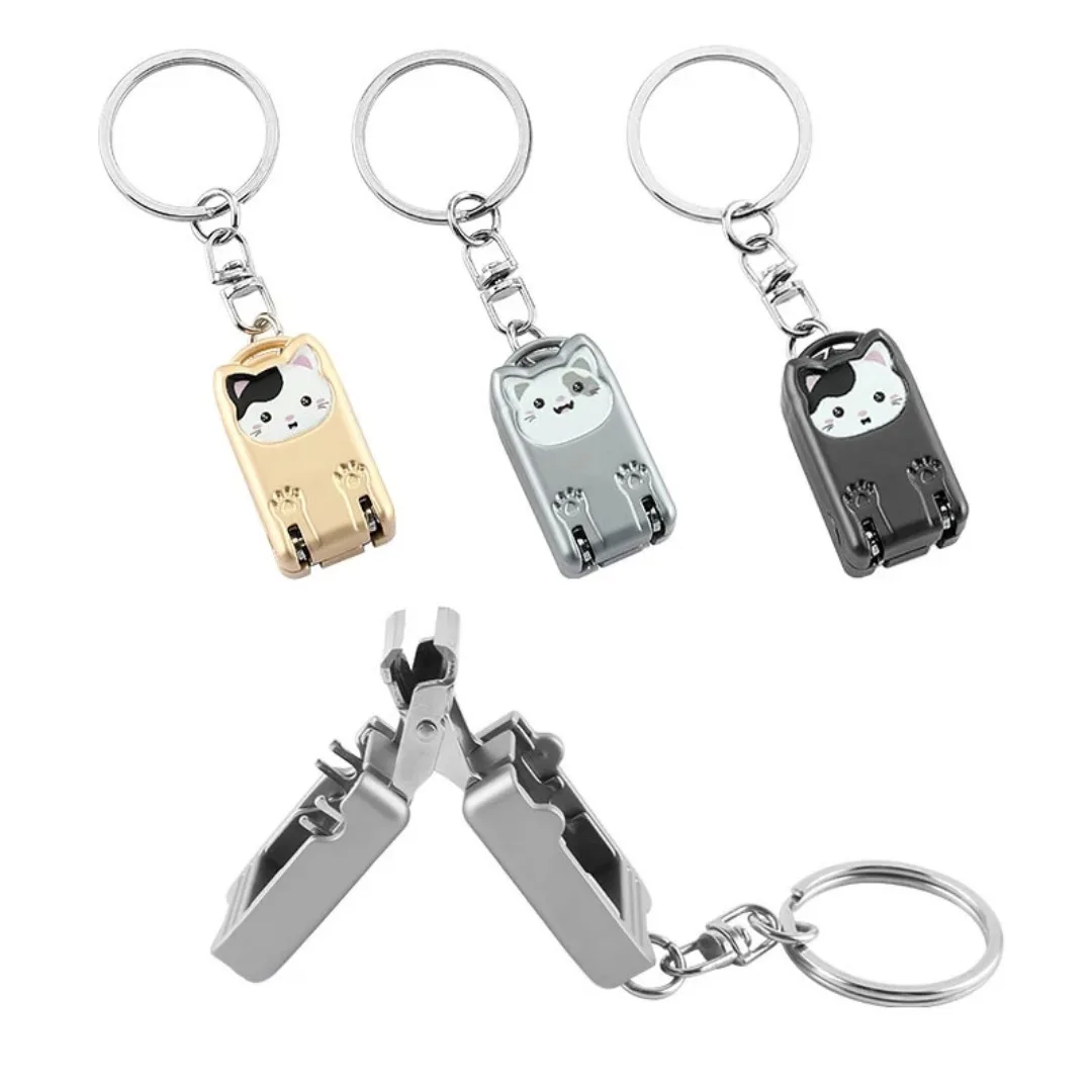 Anti-Splash Katze Klapp Mini Nagel Clipper Trimmer Edelstahl Tragbare Kreative Kätzchen Nagel Clipper Schlüsselbund Nagel Werkzeuge Heißer Image