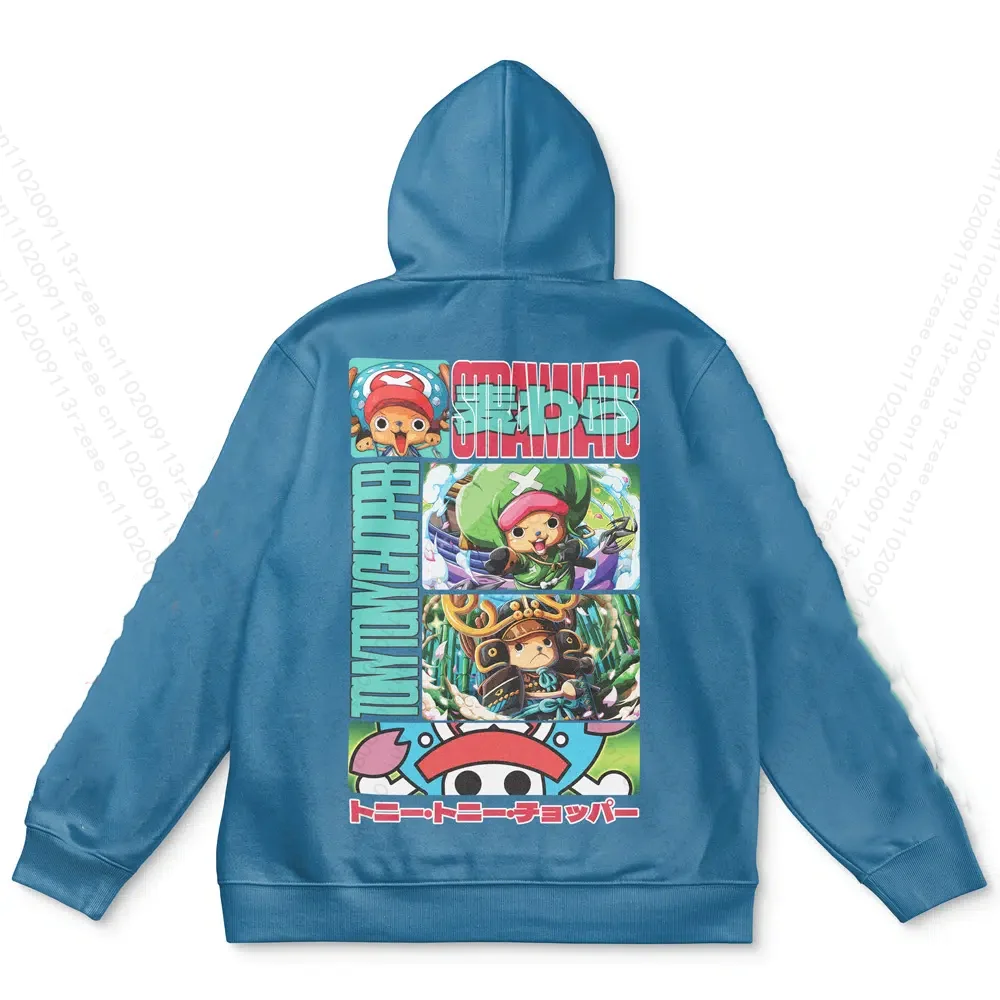 Tony Tony Chopper One Piece Pattern Hip Hop Street Hoodie Anime Herren Y2K Cosplay Print Casual Sport Urlaub Freizeit Pullover Image