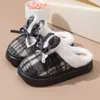 Bogen Flauschige Damen Hausschuhe Wohnungen Winter Luxus Designer Frau Schuhe Casual Plüsch Indoor Niedliche Fuzzy Pelz Rutschen Elegante Schuhe