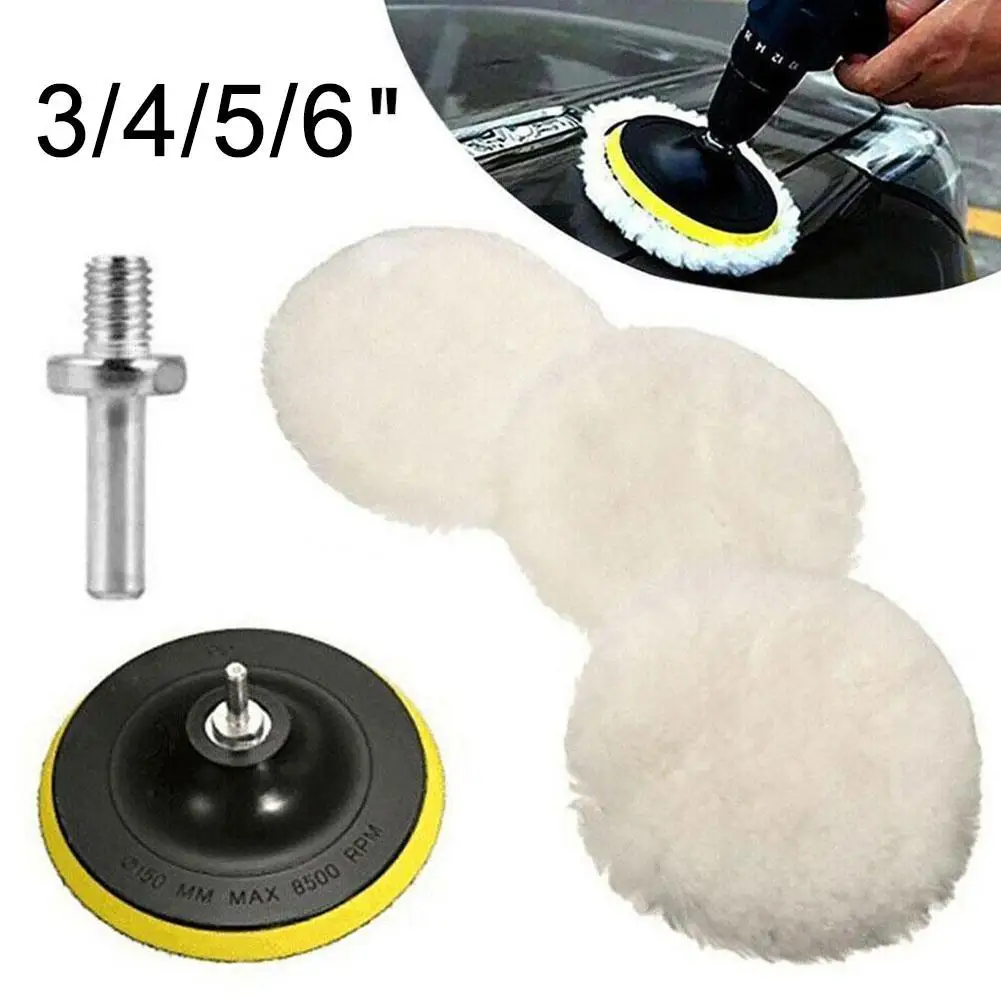 3/4/5/6 zoll Auto Polierer Pads Kit Wolle Polieren Wachsen Sauber Polnischen Wiederverwendbare Puffer Bohrer Rad Polierer Auto entfernen Kratzer Image