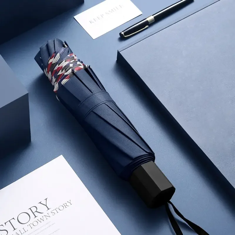 10-Knochen-Stoßfänger-Klappschirm – winddicht, regenfest, doppelter Verwendungszweck für sonnige und regnerische Tage. Ideal für Business und Everyd Image