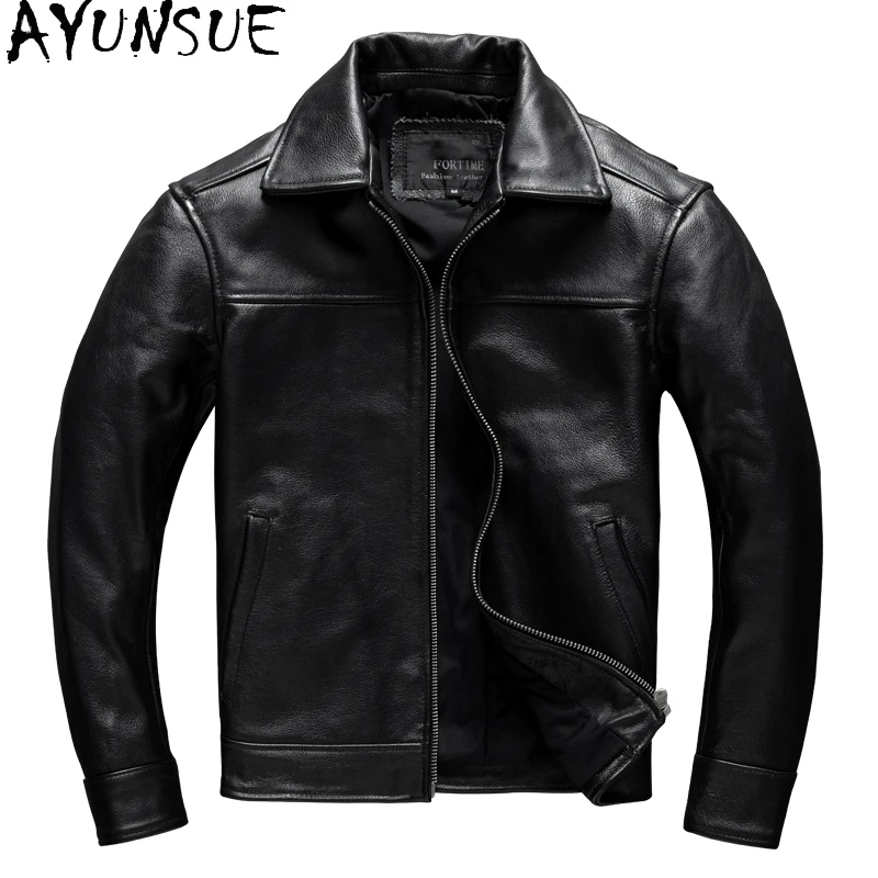 Ayunsue echtes Leder neu in Jacke Rindsleder große Herren bekleidung schwarze Jacken Business Casual Mäntel Chaquetas Para Hombre