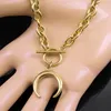 Vintage Edelstahl Crescent Moon Anhänger Schmuck Sets für Frauen Männer Punk Hip Hop Ästhetische Mode Halskette Armband Sets