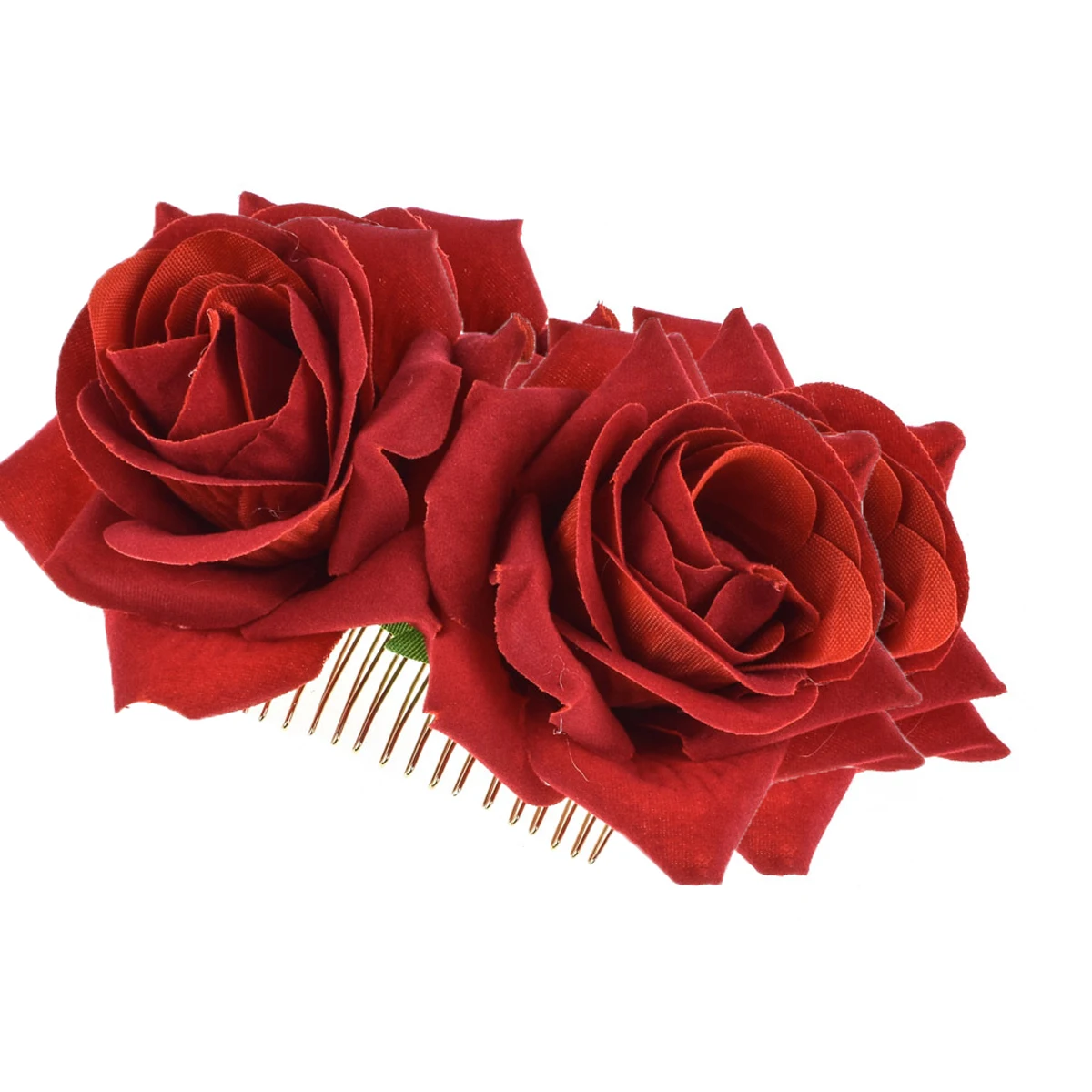 Roter Retro-Rosen-Kopfschmuck mit doppeltem Blumenkamm, Braut-Kopfschmuck mit Blumen-Haar-Accessoire, gefälschte Blumen-Haar-Accessoire