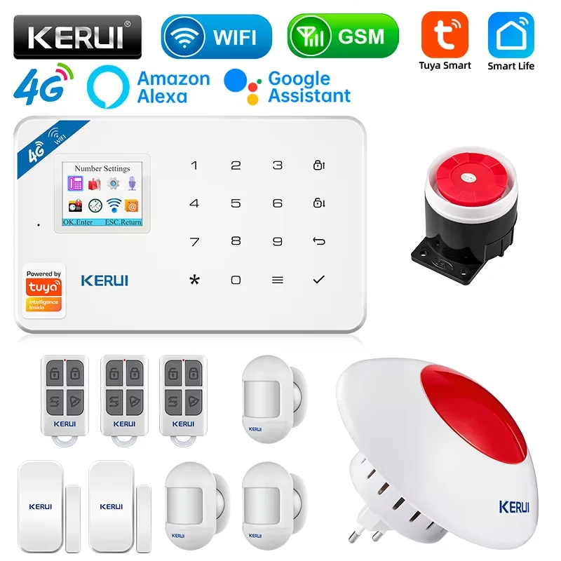 KERUI W184 4G Wireless Home Einbruchalarm, Tuya Alarm Center, Wifi Intelligent Alarm mit Bewegungssensor Detektor, Alarmsirene Image