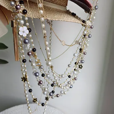 Hat accessories handmade design suitable for all kinds of hats pearl chain sun hat straw hat fedora bucket hat baseball cap