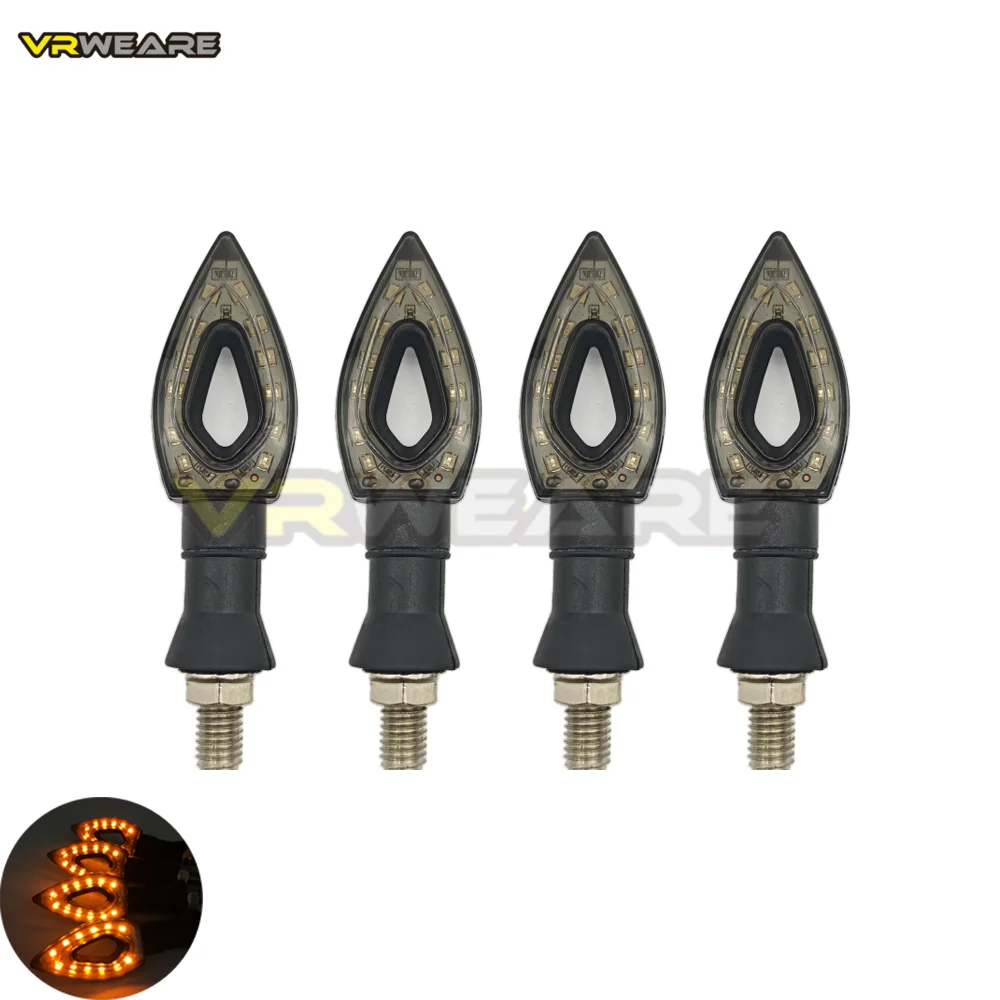 Indicatore di direzione a 12 LED per moto di tipo universale da 2-4 pezzi, indicatore di direzione a foglia ambrata, indicatore di direzione 12v