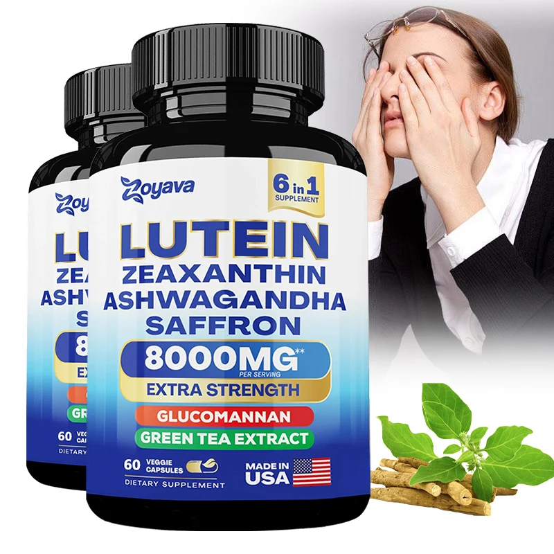 Lutein and Zeaxanthin Supplement - Eye Vitamins for Adults Eye Health Supplement with Glucomannan, Ashwagandha for Vision & Eyes