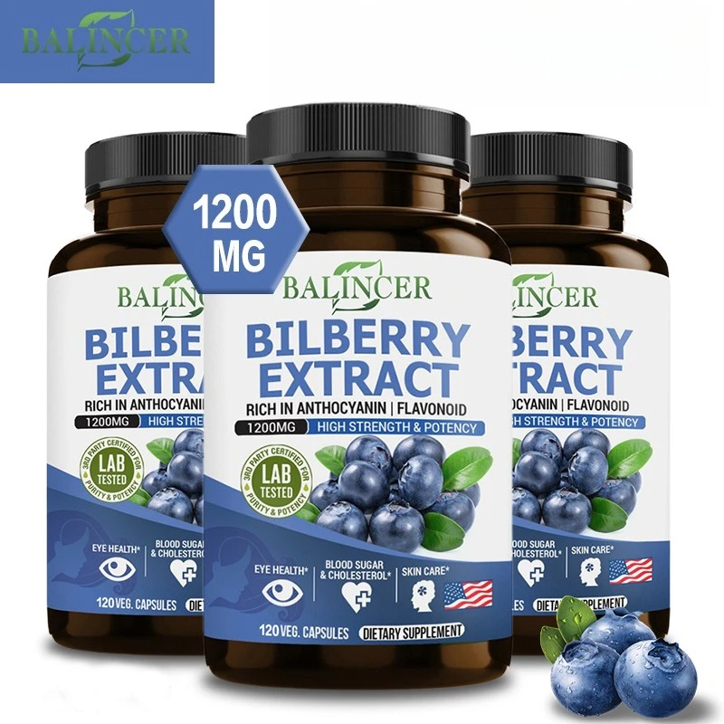 Bilberry Extract Supplements - Rich in Antioxidants, Promote Vision Health and Protect Eyes, Promote Brain Health