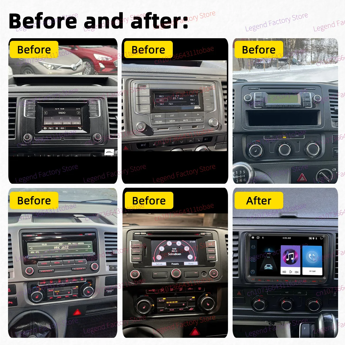 Carplay Android Car Multimedia 2 Din Radio for VW Volkswagen Caravelle 6 T6.1 Transporter Multivan T6 2016-2020 9" Screen Stereo
