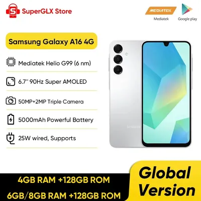 Global Version Samsung Galaxy A16 4G Smartphone Mediatek Helio G99 6.7" Super AMOLED Display 50MP Triple Camera 5000mAh Battery