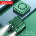 Mini Power Bank wireless da 20000 mAh Cavo integrato Caricatore portatile Powerbank per IPhone 16 15 Samsung S24 S23 Huawei Xiaomi