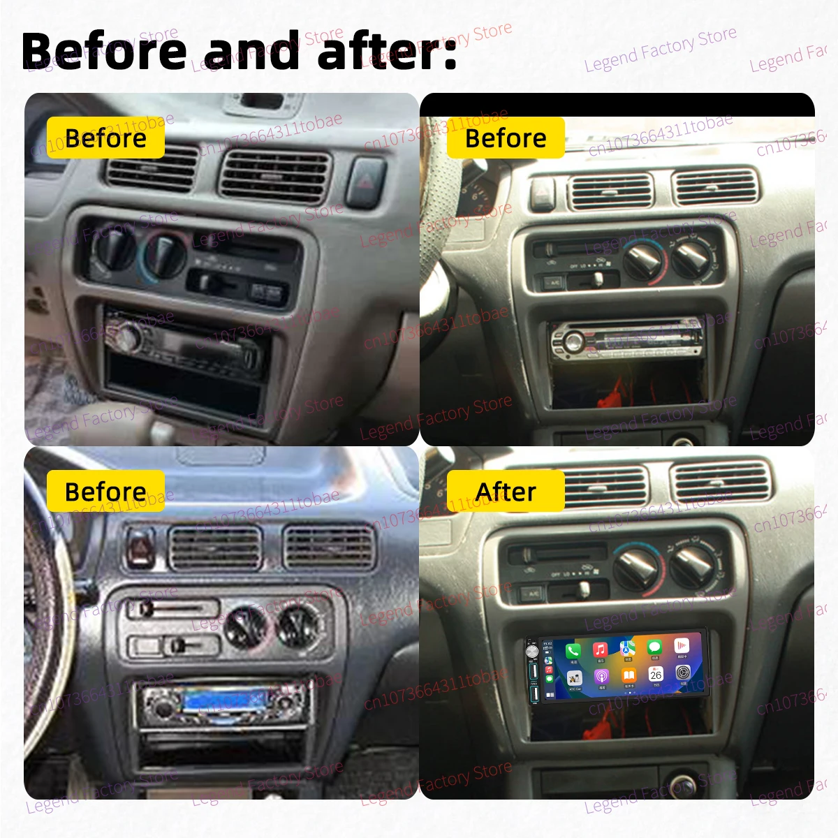 Carplay 1 Din Radio Android Auto Car Multimedia for Toyota Tercel 1995-1999 6.86" Screen Head Unit Autoradio GPS Navigation