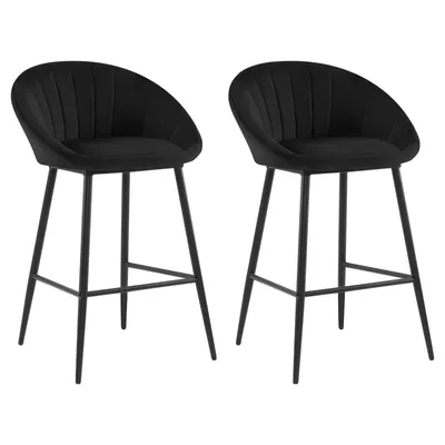 2pcs/set Velvet Bar Stools Bistro Counter Stool Bar Chair Padded Pub Stools with Backrest Footrest for Cafe Living Room