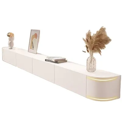 Solid wood suspended simple modern coffee table, TV cabinet living room small apartment wall hanging