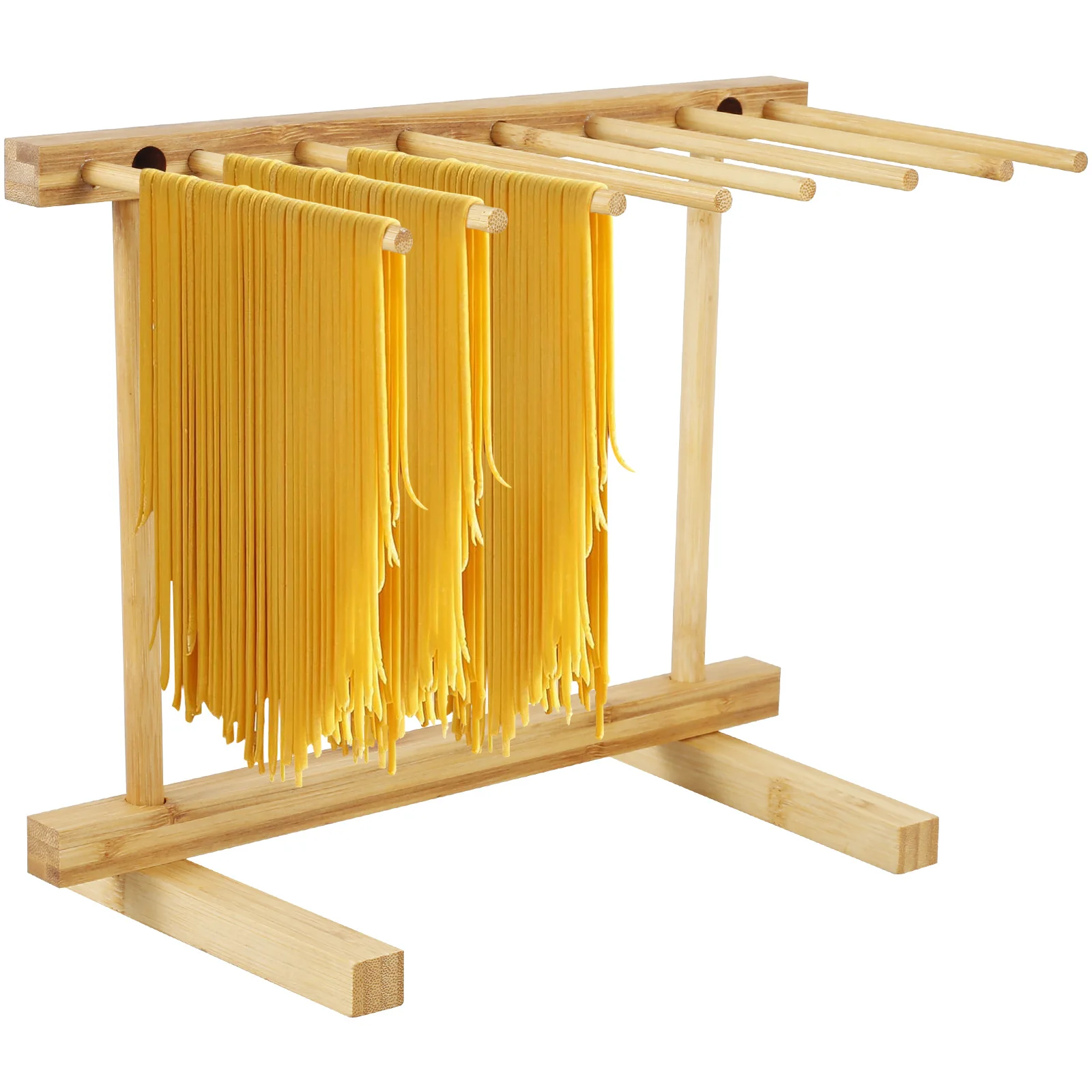 Household Pasta Drying Rack with 8 Bars Wooden Noodle Drying Rack Detachable Pasta Dryer Stand Portable Noodle Hanging Rack