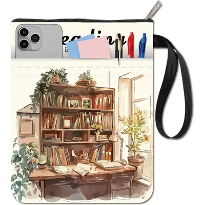 Desktop Book Covers Words Book Sleeve Book Protector for Paperbacks Washable Fabric Cloth Book Cover with Zipper and Extra