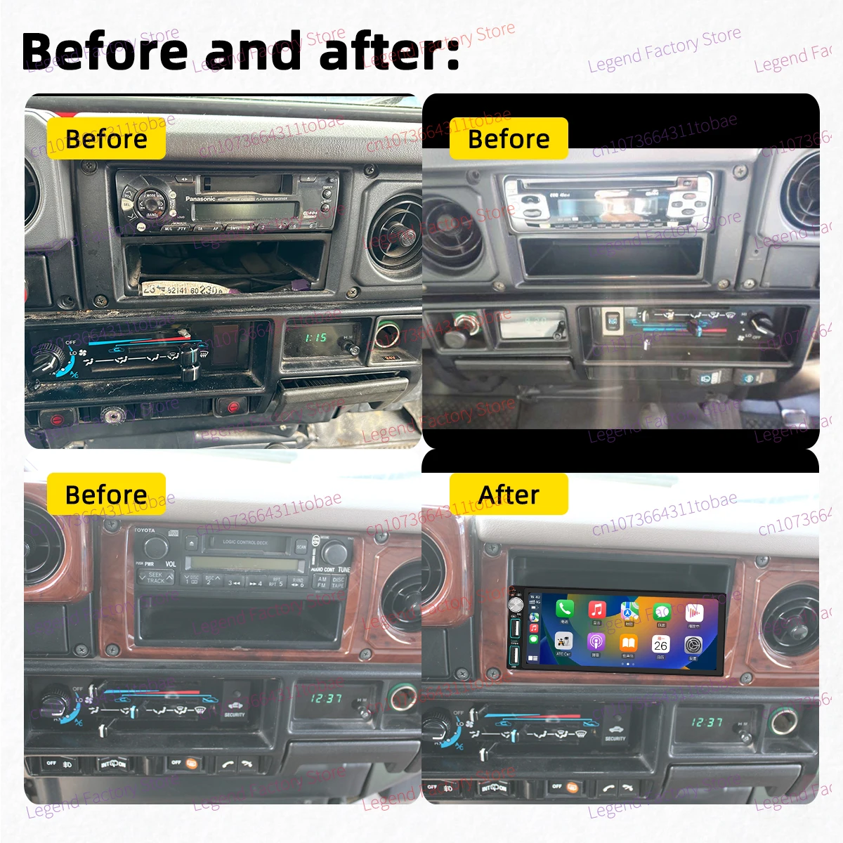Carplay 1 Din Radio Android Auto Car Multimedia for Toyota Land Cruiser 70 1984-1998 6.86" Screen Head Unit Autoradio Navigation