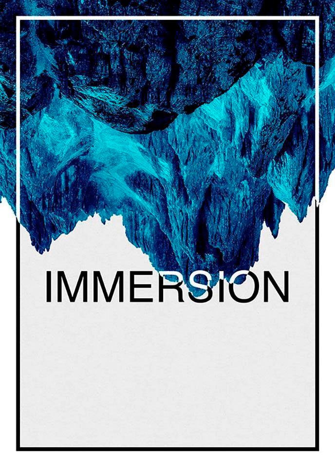 Bild KOMAR "Immersion Blue", bunt (farbe bild(er): bunt), B:40cm H:50cm, Holz, Papier, Bilder, Wandbild zur Dekoration - ohne Rahmen Image