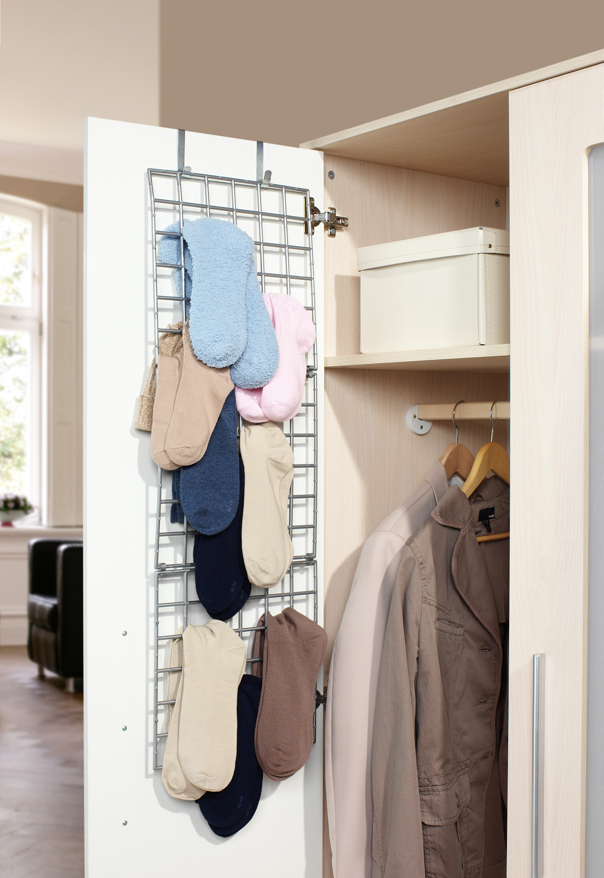 Hängeaufbewahrung RUCO "Organizer für Accessoires", silberfarben, B:31cm H:110cm T:0,5cm, Kunststoff, Aufbewahrungsboxen, Kleideraufbewahrung für Schranktür oder Kleiderstange, Made in Germany