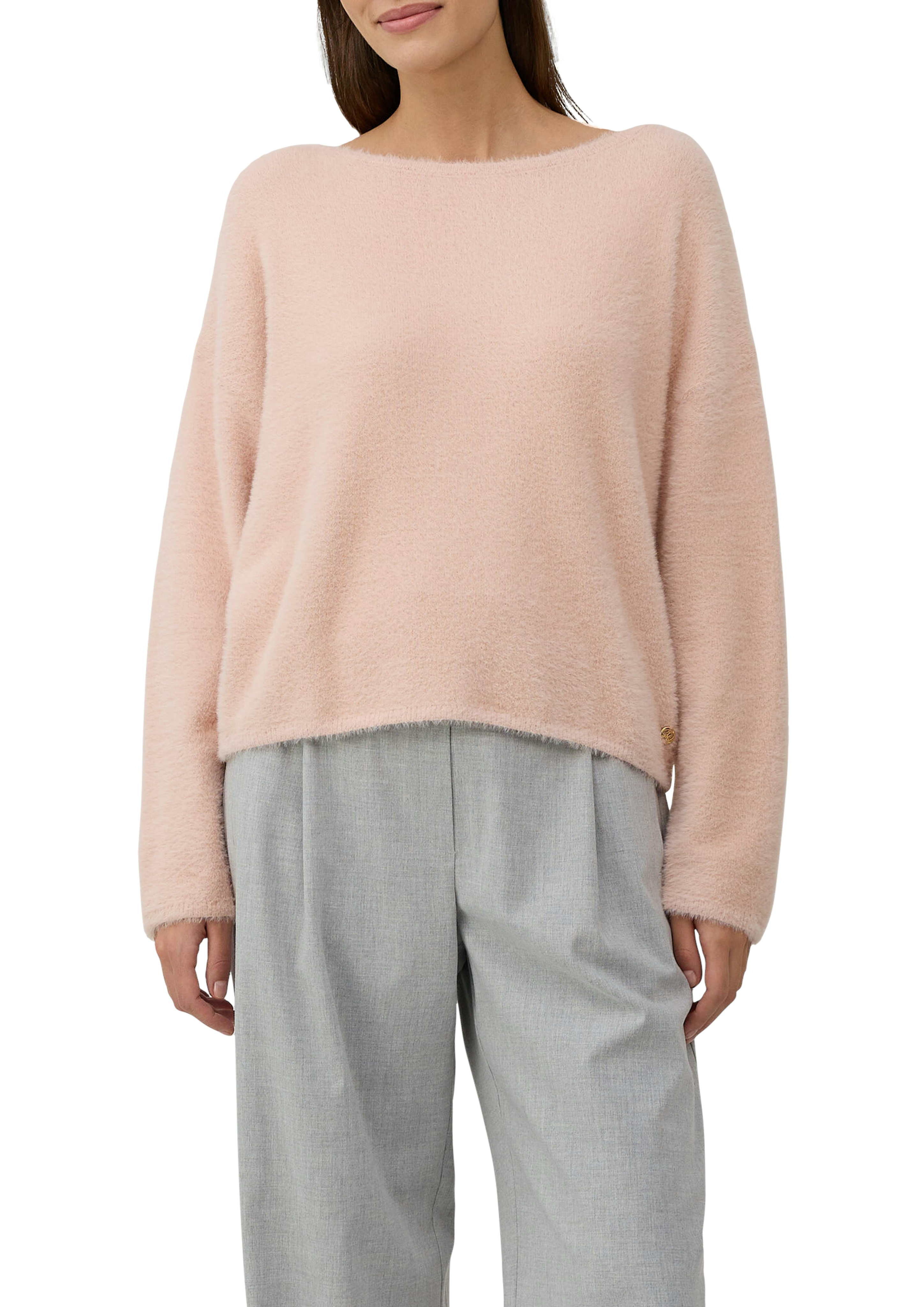 Strickpullover S.OLIVER BLACK LABEL, Damen, Gr. 36, rosa (rose), Strick, Obermaterial: 74% Polyamid, 16% Viskose, 10% Polyester, unifarben, Casual, regular fit taillenbedeckt, U-Boot-Ausschnitt, gerader Abschluss, Pullover, mit U-Boot Ausschnitt