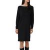 Strickkleid S.OLIVER, Damen, Gr. 44, N-Gr, schwarz, Feinstrick, Obermaterial: 72% Viskose, 28% Polyester, unifarben, casual, gerade kniefrei, U-Boot-Ausschnitt, Langarm, Kleider, mit U-Boot-Ausschnitt