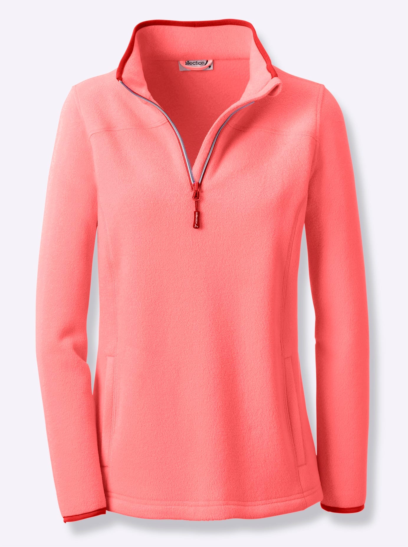 Fleeceshirt CASUAL LOOKS "Fleece-Shirt", Damen, Gr. 52, orange (koralle), 100% Polyester, unifarben, Shirts