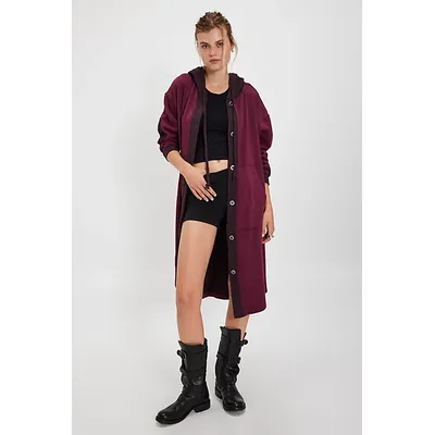 Tomorrows Sweatshirt Cardigan at Free People in Damson, Size: XL