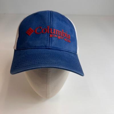 Columbia Accessories | Columbia Hat Men Medium Spell Out Pfg Usa Flag Mesh Stretch Hype Gym Core Cap Go | Color: Blue/White | Size: Os