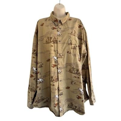 Columbia Shirts | Columbia River Lodge Men's Sz Xxl Hunting Dogs Ducks Button Up Long Sleeve Shirt | Color: Brown/Tan | Size: 2xl