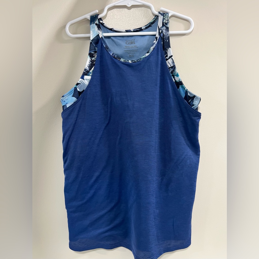 Athleta Shirts & Tops | Athleta Girl Perfect Wear Tank Xl/14 | Color: Blue/Silver | Size: Xlg