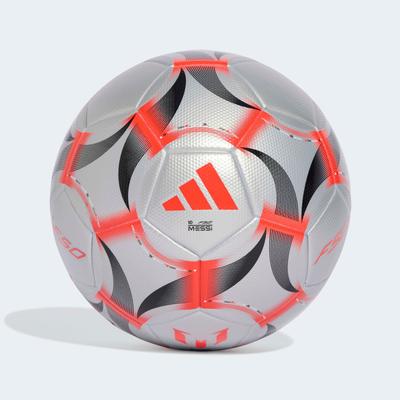 Fußball ADIDAS PERFORMANCE "MESSI LGE" Gr. 5, silber metallic, lucid rot, schwarz, Bälle, Kinder, 5, 0,4 g, B:22,3cm in Gr. 5 H:17,3cm in Gr. 5 T:22cm in Gr. 5