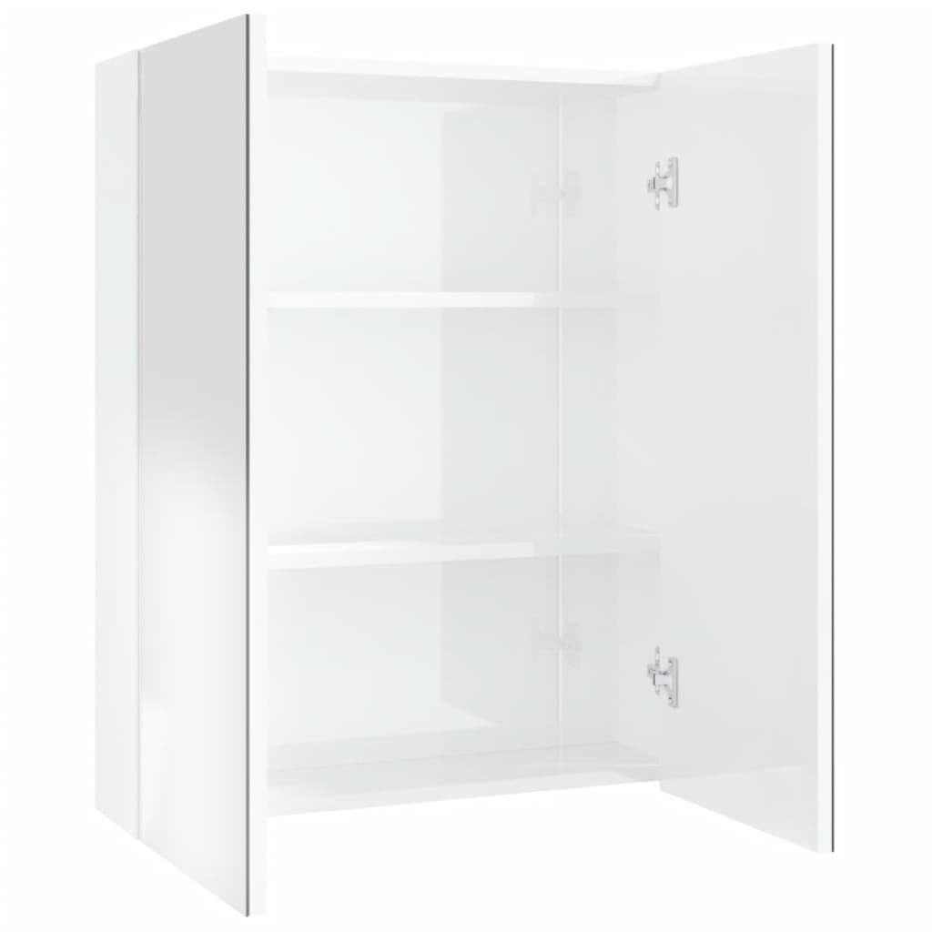 vidaXL Bad-Spiegelschrank 60x15x75 cm MDF Glänzendes Weiß Image