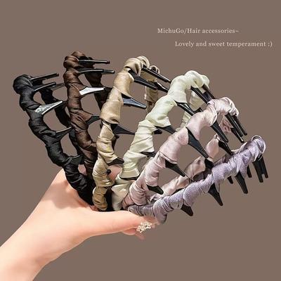 3/6pcs Retro High Skull Pearl Headband for Women, Anti-Slip French Wave Hairband with Teeth, Stylish Headwear for Hair Styling and Face Washing